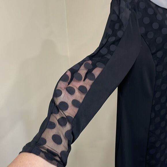 NWOT Style & Co Black Polka Dot Sheer Sleeve Dress. Size L large 12/14 - Picture 4 of 8